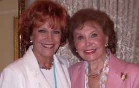 Samantha with Rhonda Fleming Carlson at her birthday party at the Bel Aire Hotel in Hollywood.